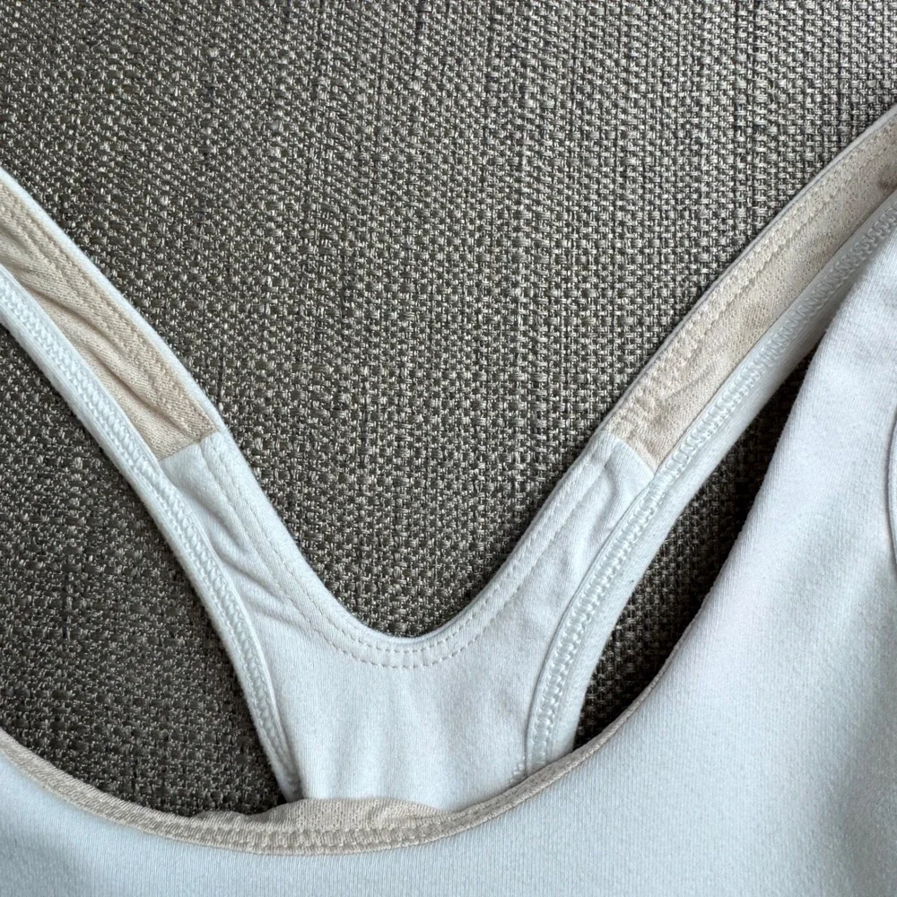 Lululemon White Racerback Tank Top with Built-in Shelf Bra Size 12 Yoga Gym